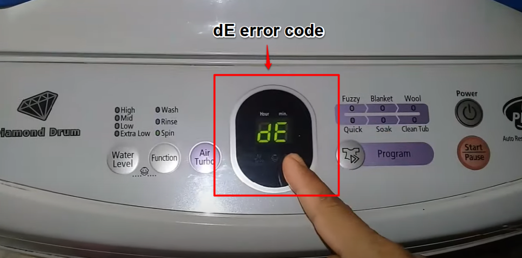 samsung washer de error