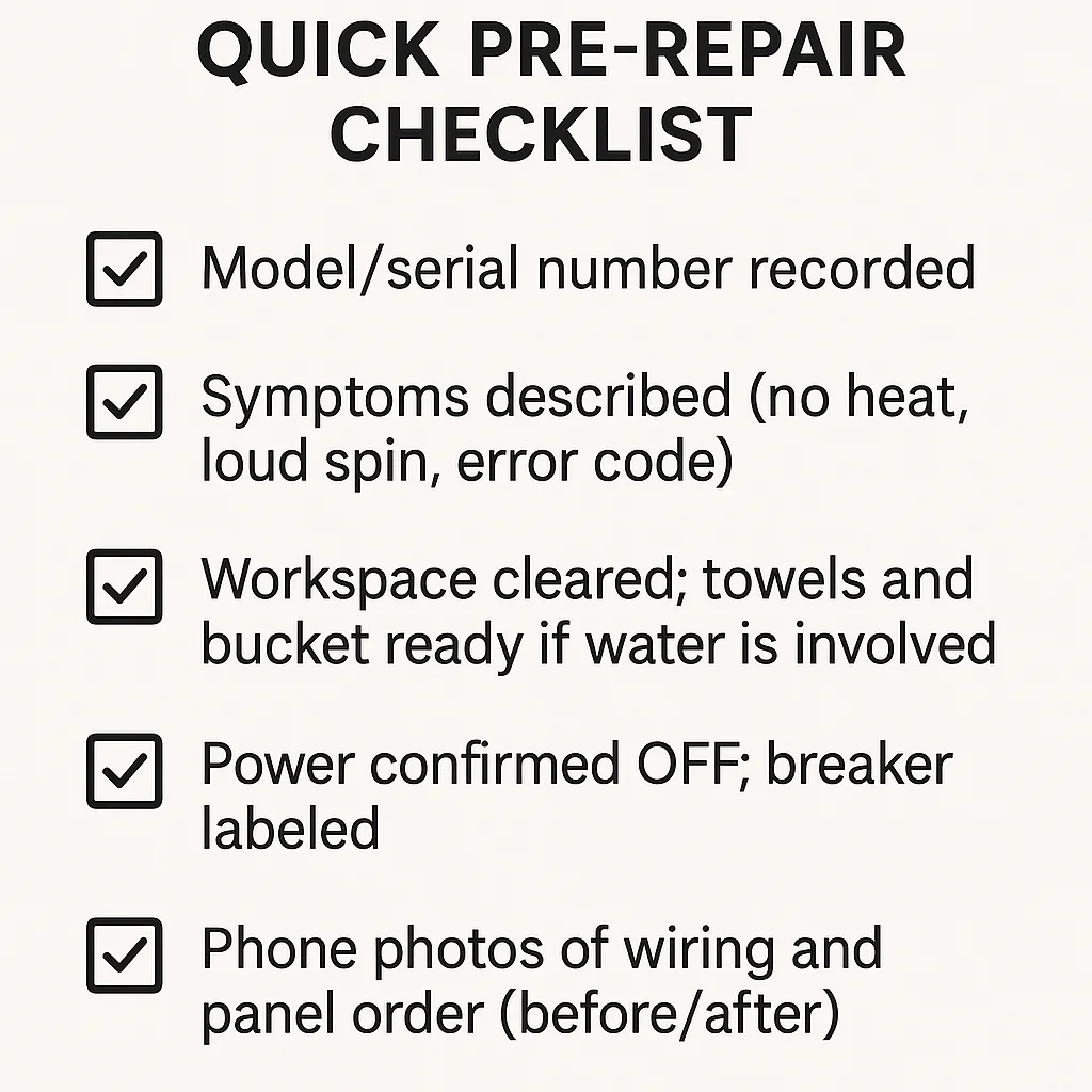 Quick Pre-Repair Checklist